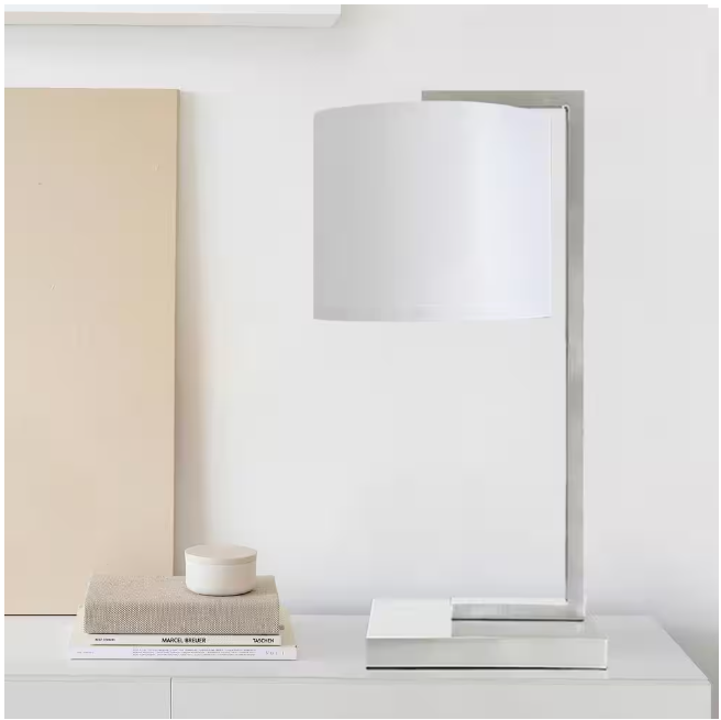 Cedar Hill 19 in. Brushed Nickel Table Lamp with In-Line Switch