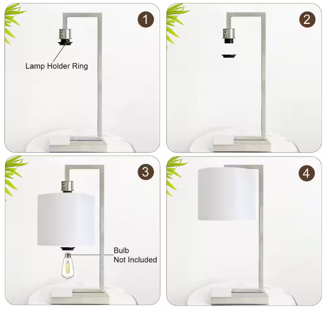 Cedar Hill 19 in. Brushed Nickel Table Lamp with In-Line Switch
