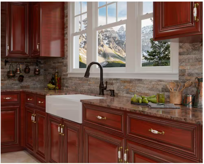 Pfister Rosslyn Single Handle Pull Down Sprayer Kitchen Faucet with Deckplate Included in Tuscan Bronze