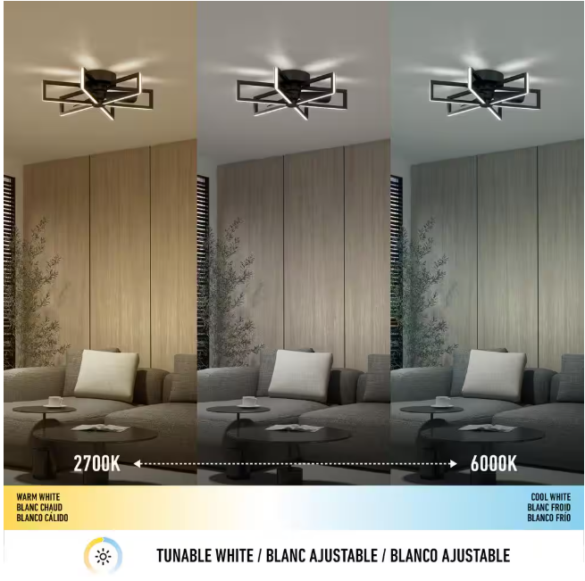 Artika Swirl 26 in. Indoor Black 8-Steps CCT 18.7 in. Integrated LED Ceiling Fan with Remote Included