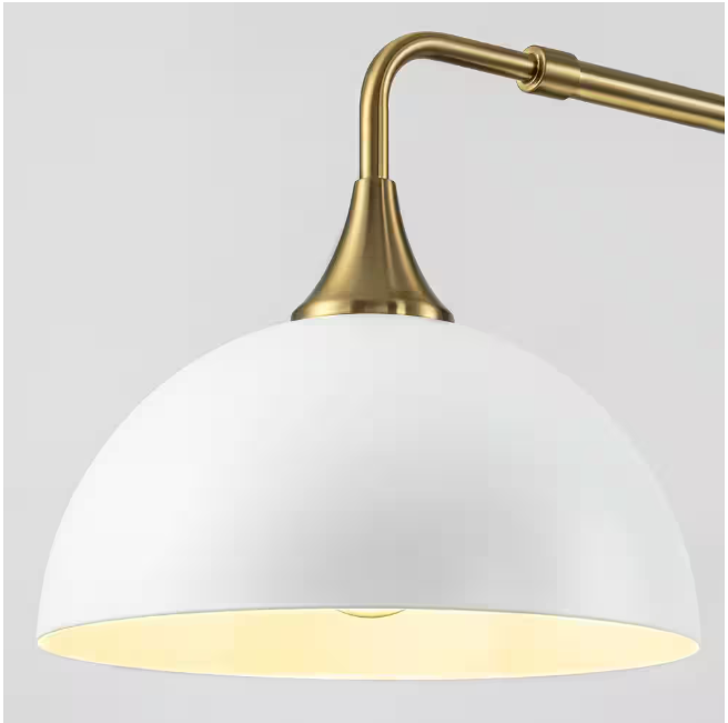 RRTYO Holmes 60-Watt 3-Light Industrial White Linear Dome Pendant Lights for Kitchen Island