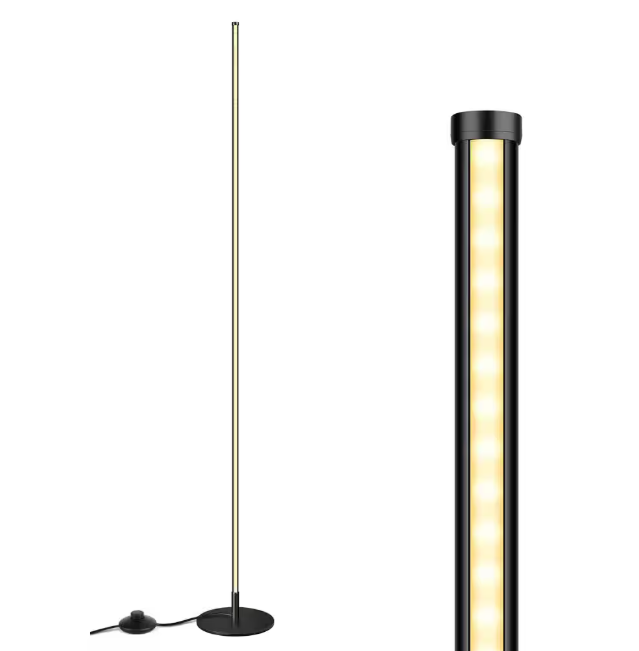 EDISHINE 57 in. Black Dimmable LED Floor Lamp with 3000K Warm White Light