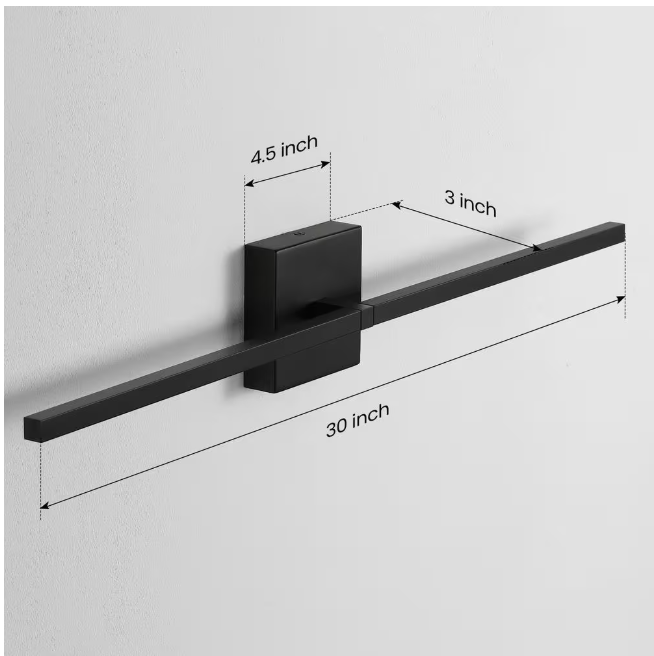 KAISITE 30 in. 2-light Black LED Vanity Light Bar 18-Watt Rotatable Bathroom Light Fixture Dimmable Sconces Wall Lighting