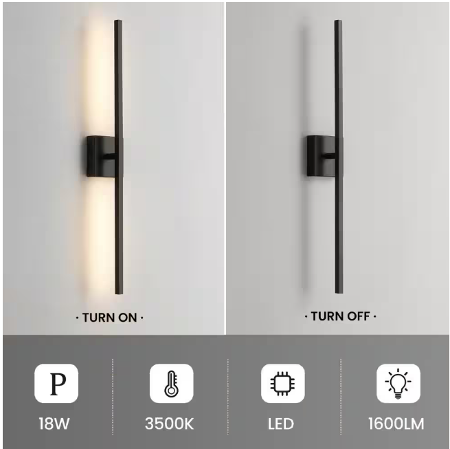 KAISITE 30 in. 2-light Black LED Vanity Light Bar 18-Watt Rotatable Bathroom Light Fixture Dimmable Sconces Wall Lighting