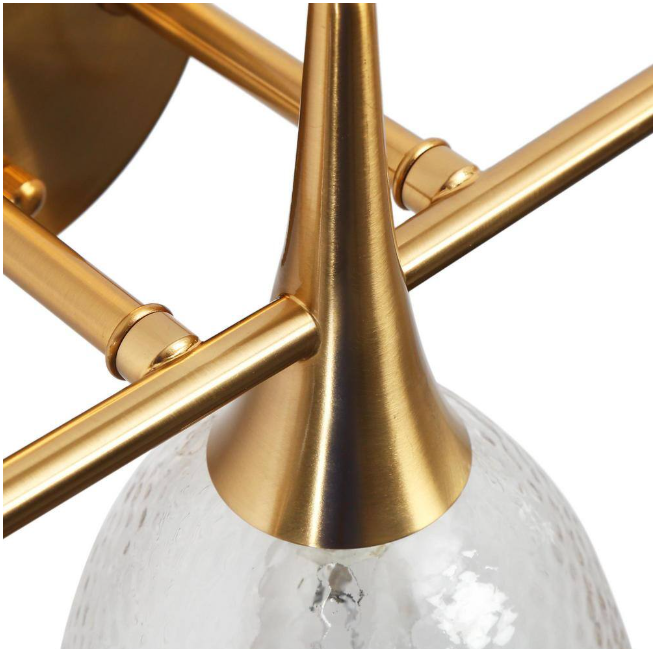 LNC Cymerlarity Modern Plating Brass Vanity Light 21.5 in. Bathroom Powder Room Wall Light with Textured Glass Shades
