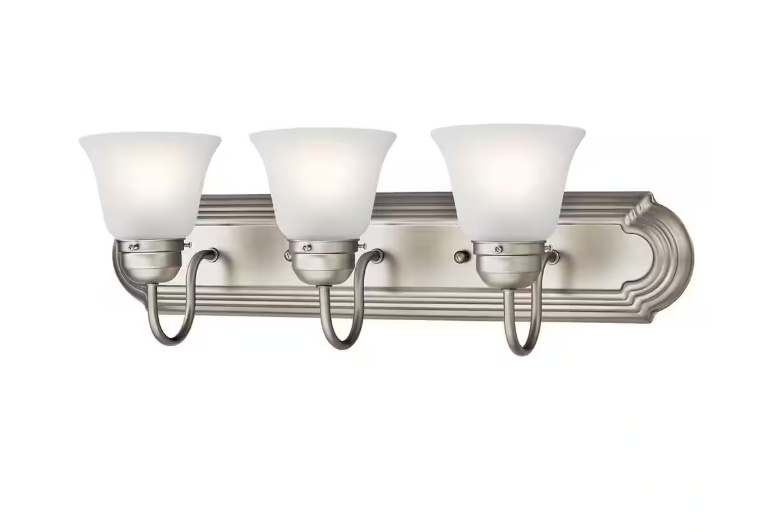 KICHLER Independence 24 in. 3-Light Brushed Nickel Traditional Bathroom Vanity Light with Frosted Glass Shade