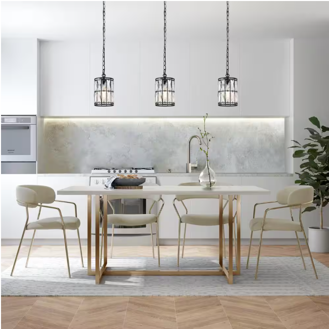 LNC Cristallo Black Modern Coastal Mini Drum Pendant Light 1-Light Transitional Crystal Pendant Ceiling Light