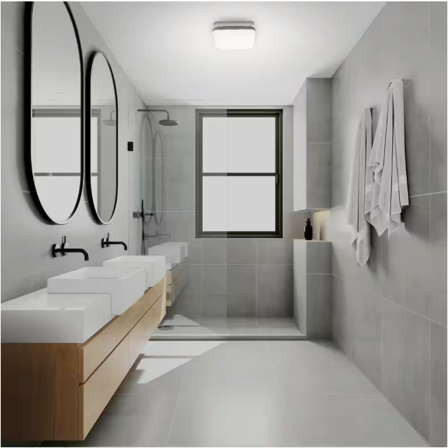 Commercial Electric 50 CFM Ceiling Mount Room Side Installation Bathroom Exhaust Fan with Adjustable Color Temperature LED and Night Light