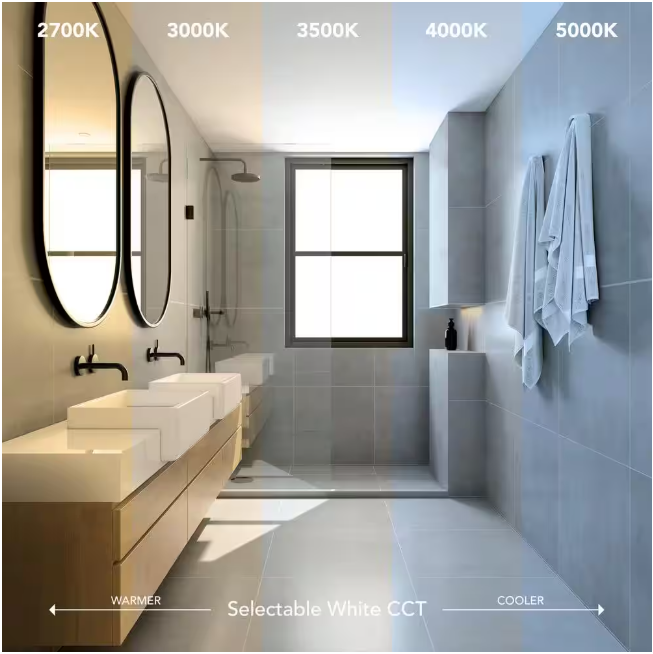 Commercial Electric 50 CFM Ceiling Mount Room Side Installation Bathroom Exhaust Fan with Adjustable Color Temperature LED and Night Light