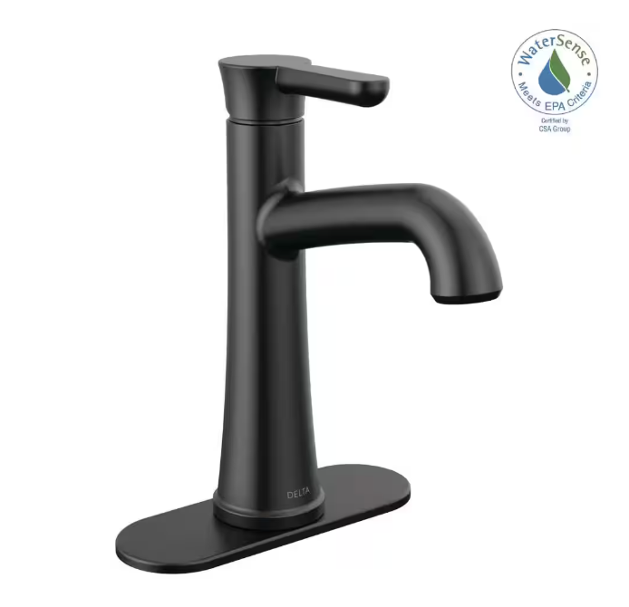 Delta Greydon Single Handle Single Hole Bathroom Faucet in Matte Black