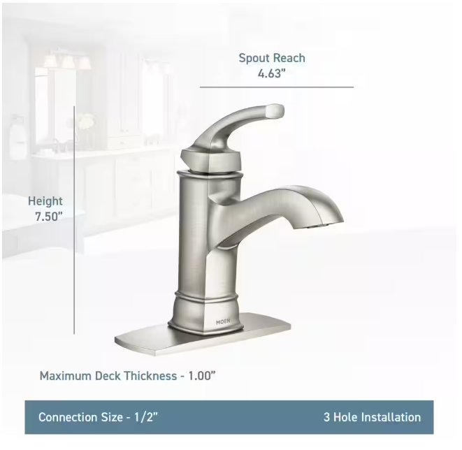 MOEN Hensley Single Hole Single-Handle Bathroom Faucet in Spot Resist Brushed Nickel