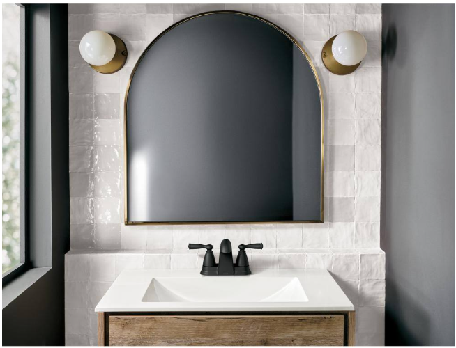 MOEN Banbury 4 in. Centerset Double Handle Low-Arc Bathroom Faucet in Matte Black