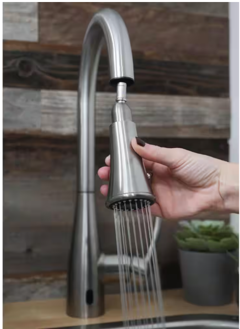 Glacier Bay Marcie Single-Handle Integrated Pull Down Touchless Kitchen Faucet in Stainless Steel