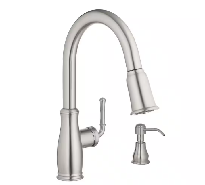Glacier Bay Kagan Stainless Steel 15 in. H Pull Down Sprayer Kitchen Faucet with 360° Swivel Spout