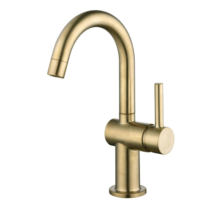 Glacier Bay Dorind Single Hole Single-Handle Deck Mount High-Arc Bathroom Faucet in Matte Gold