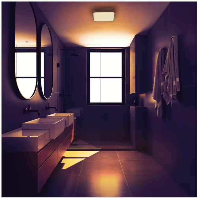 Commercial Electric 80 /110 CFM Ceiling Mount Room Side Installation Square Bathroom Exhaust Fan with Night Light and Humidity Sensor