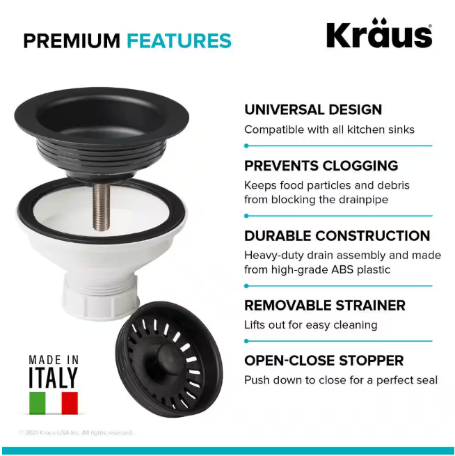 KRAUS Kitchen Sink Strainer in Black
