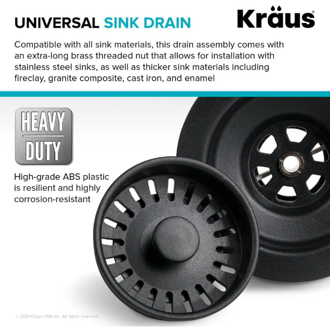 KRAUS Kitchen Sink Strainer in Black