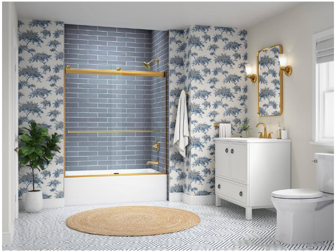 KOHLER Cursiva Single-Handle 3-Spray Tub and Shower Faucet 1.75 GPM in Vibrant Brushed Moderne Brass (Valve Included)