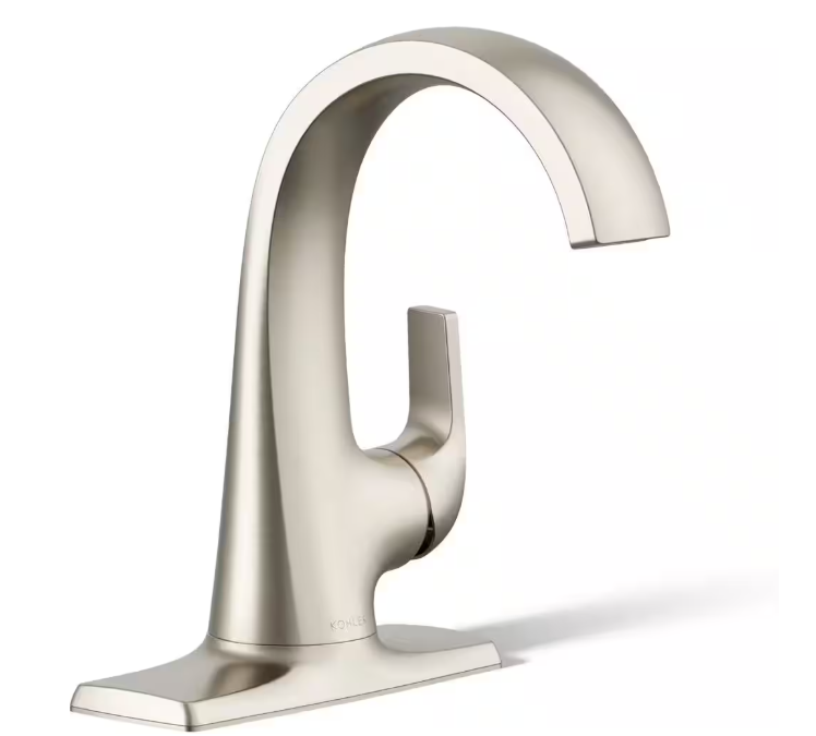 KOHLER Cursiva Single Handle Single Hole Bathroom Faucet in Vibrant Brushed Nickel