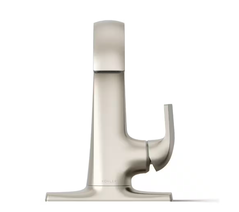 KOHLER Cursiva Single Handle Single Hole Bathroom Faucet in Vibrant Brushed Nickel