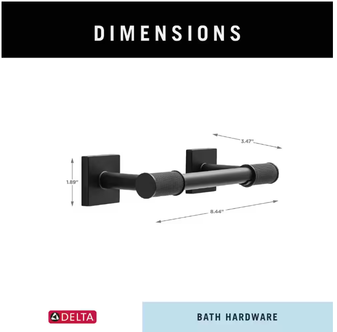 Delta Averland Wall Mount Pivot Arm Toilet Paper Holder Bath Hardware Accessory in Matte Black