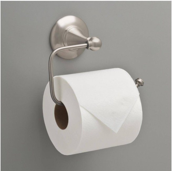 Delta Greenwich II Wall Mount Euro Single Post Toilet Paper Holder Bath Hardware Accessory in Brushed Nickel