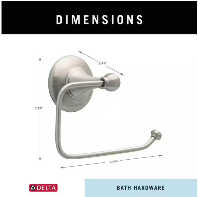 Delta Greenwich II Wall Mount Euro Single Post Toilet Paper Holder Bath Hardware Accessory in Brushed Nickel