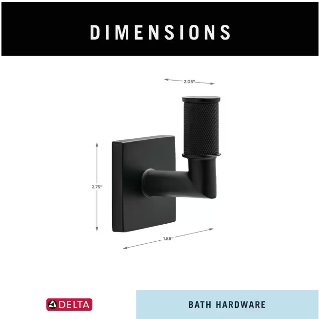 Delta Averland Single Towel Hook Bath Hardware Accessory in Matte Black