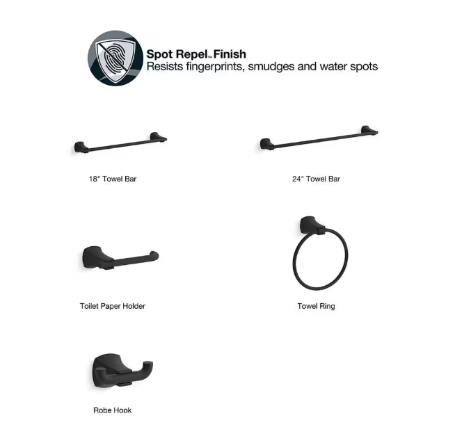 KOHLER Rubicon Single Robe Hook in Matte Black
