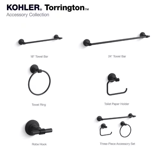 KOHLER Torrington Wall Mounted Knob Robe/Towel Hook in Matte Black