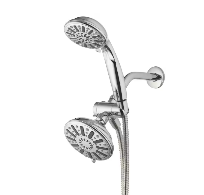 Glacier Bay 6-Spray 5 in. Dual Wall Mount Fixed and Handheld Shower Head 1.8 GPM in Chrome
