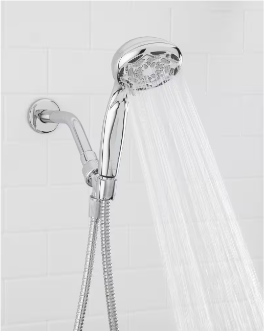 Glacier Bay 4 in. 6-Spray Wall Mount Handheld Shower Head in Chrome