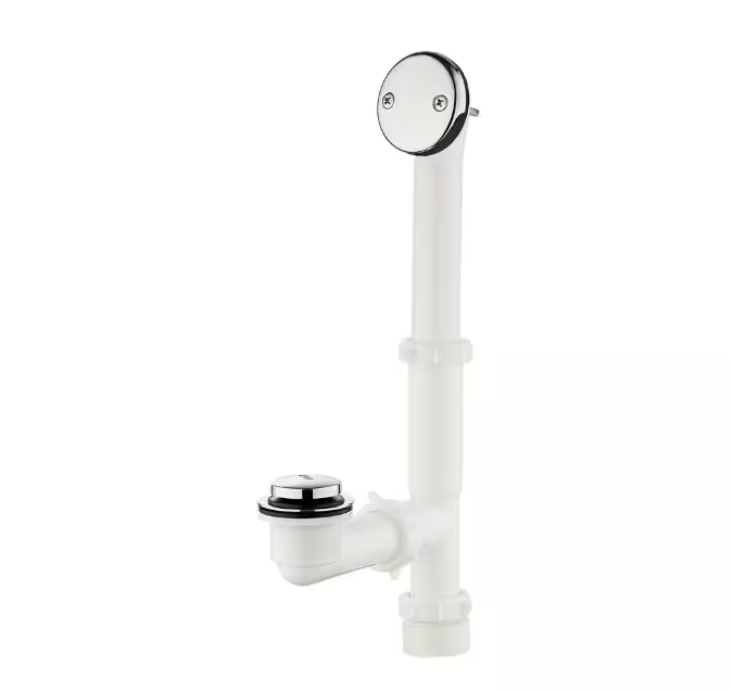 Everbilt Easy Touch 1-1/2 in. White Poly Pipe Bath Waste and Overflow Drain in Chrome