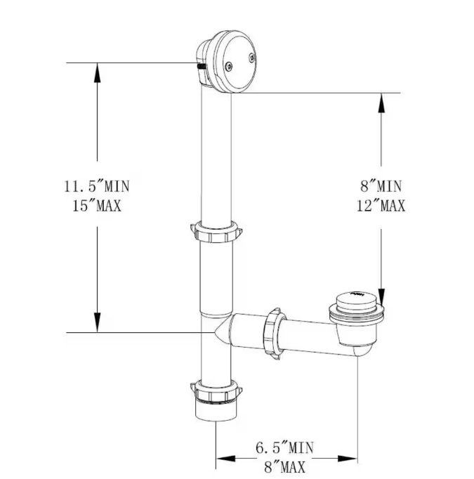 Everbilt Easy Touch 1-1/2 in. White Poly Pipe Bath Waste and Overflow Drain in Chrome