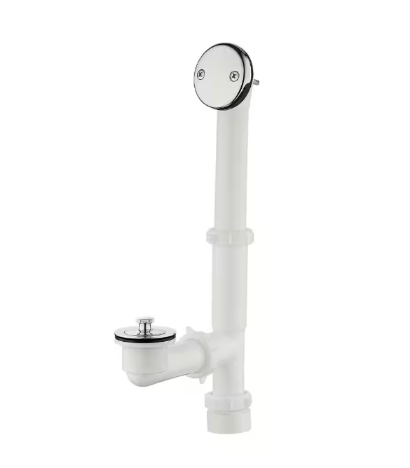 Everbilt Twist and Close 1-1/2 in. White Poly Pipe Bath Waste and Overflow Drain in Chrome