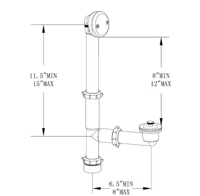 Everbilt Twist and Close 1-1/2 in. White Poly Pipe Bath Waste and Overflow Drain in Chrome