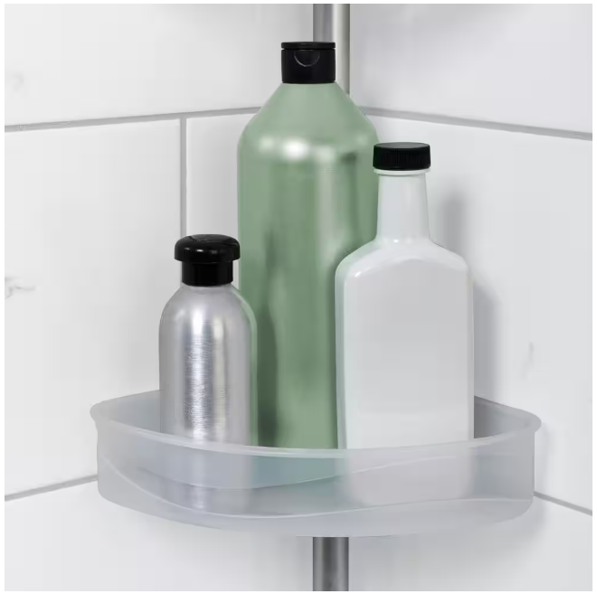 Zenna Home Tension Pole Rust Resistant Corner Shower Caddy in Satin Chrome