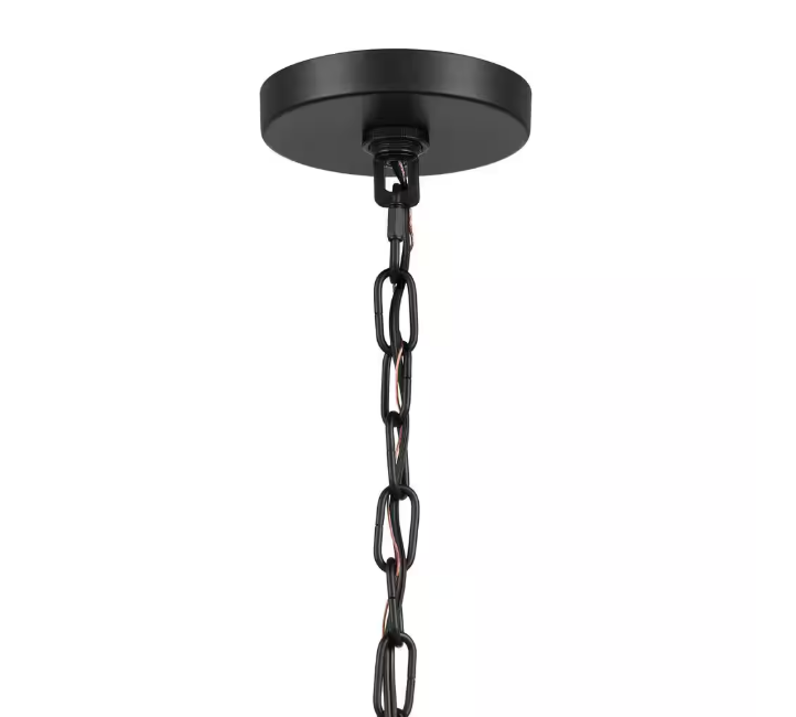 Home Decorators Collection Bakerston 1-Light Matte Black Hanging Pendant with Clear Glass Shade