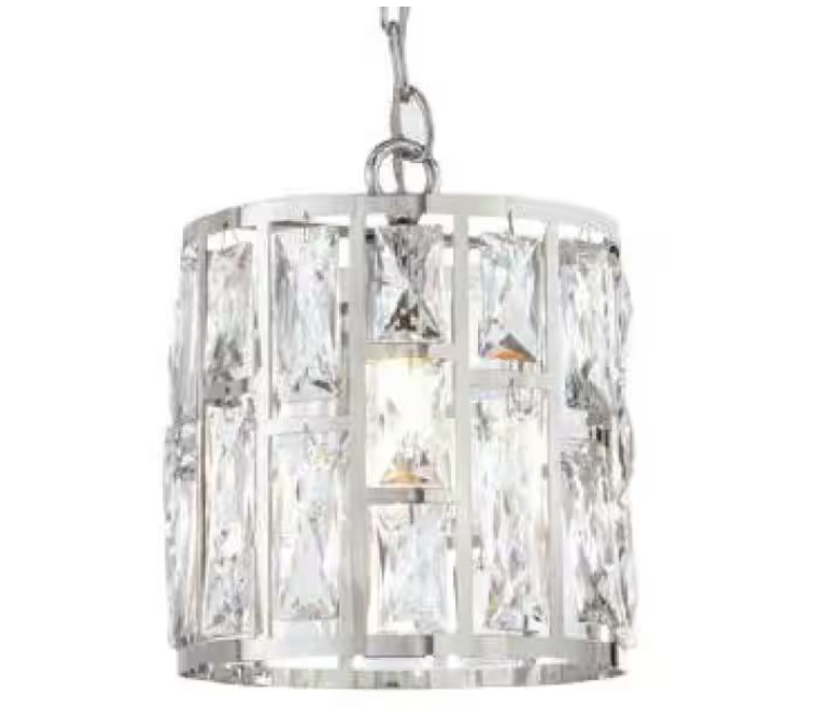 Home Decorators Collection Kristella 1-Light Chrome Crystal Pendant Light