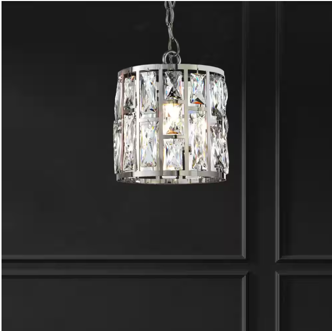 Home Decorators Collection Kristella 1-Light Chrome Crystal Pendant Light