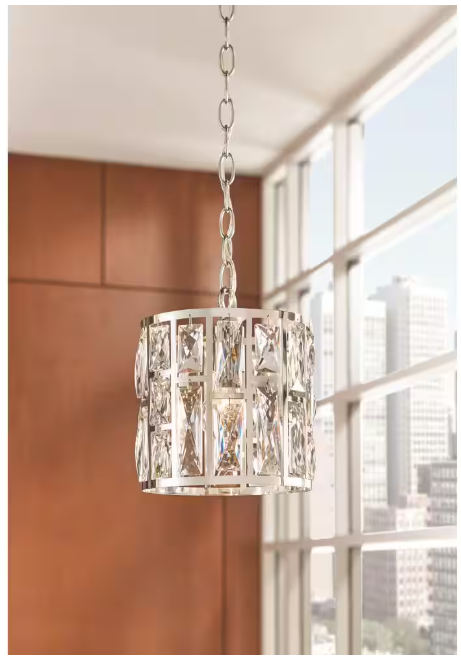 Home Decorators Collection Kristella 1-Light Chrome Crystal Pendant Light
