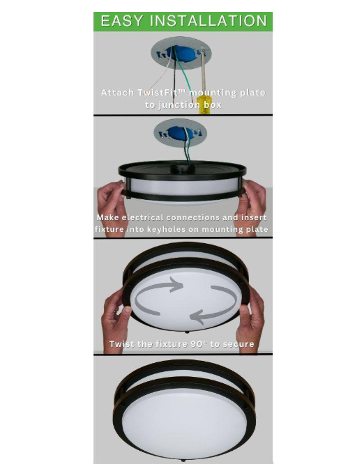 Commercial Electric 15 in. Matte Black Orbit LED Flush Mount Ceiling Light Night Light 1600 Lumens Adjust Color Temperatures