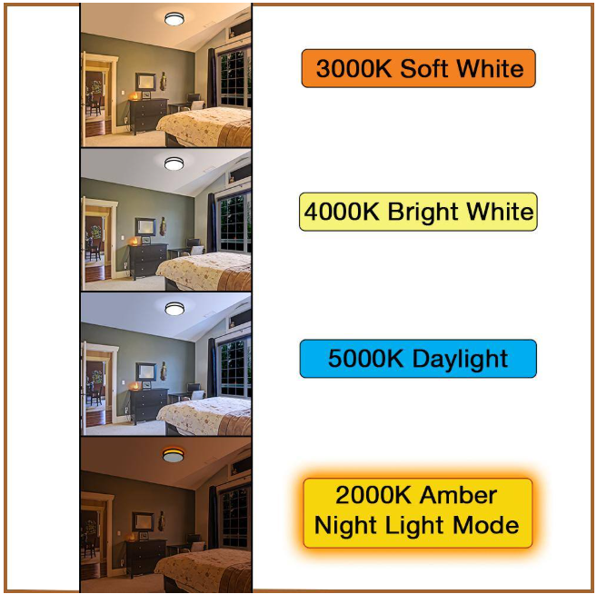 Commercial Electric 15 in. Matte Black Orbit LED Flush Mount Ceiling Light Night Light 1600 Lumens Adjust Color Temperatures