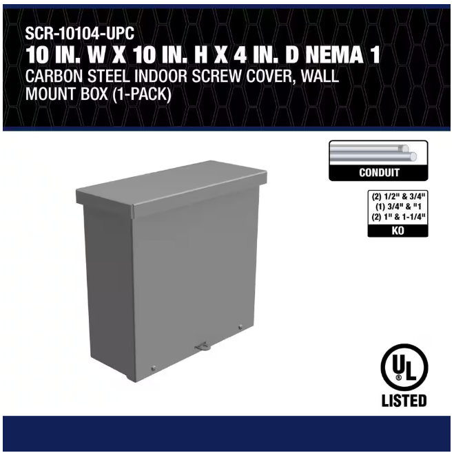 Southwire N3R 10 in. 4 in. D x W x 10 in. H Carbon Steel Gray Screw-Cover Wall Mount Box