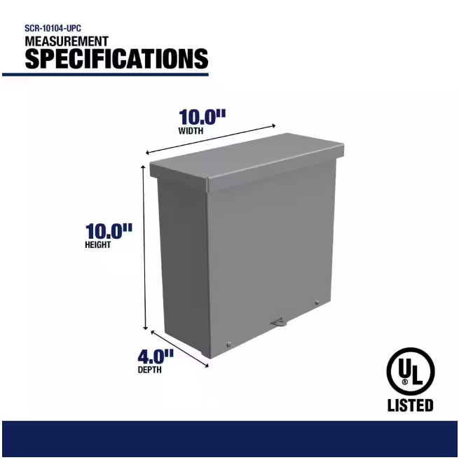 Southwire N3R 10 in. 4 in. D x W x 10 in. H Carbon Steel Gray Screw-Cover Wall Mount Box