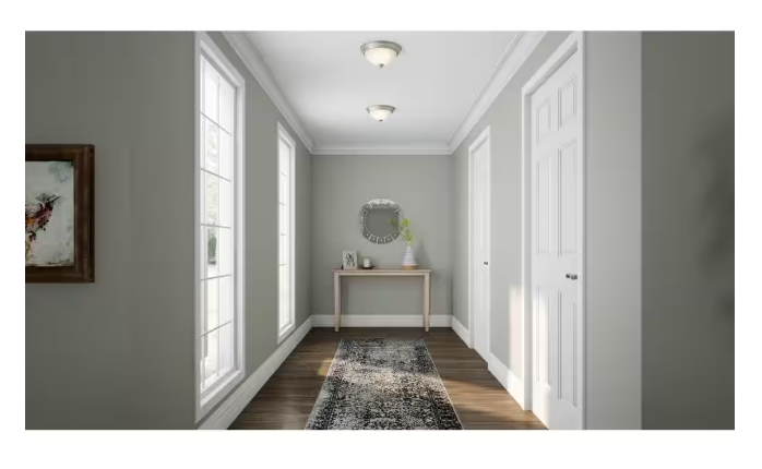 Commercial Electric 11 in. 1-Light Brushed Nickel Flush Mount with Frosted Glass Shade (2-Pack)