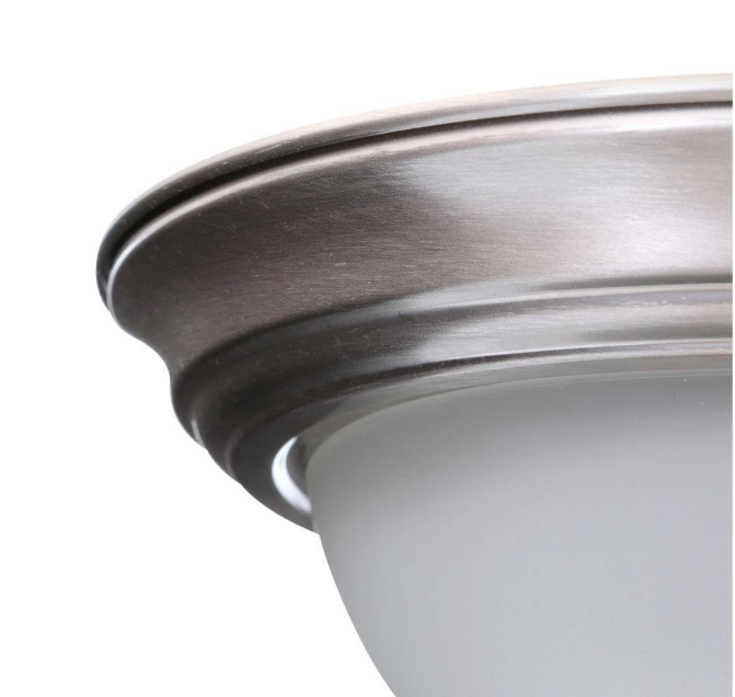Commercial Electric 11 in. 1-Light Brushed Nickel Flush Mount with Frosted Glass Shade (2-Pack)