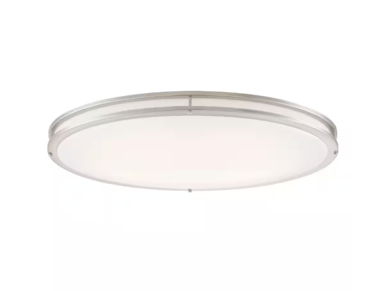 Commercial Electric Commercial Electric 32 in. Modern Brushed Nickel Dimmable Integrated LED Flush Mount Ceiling Light