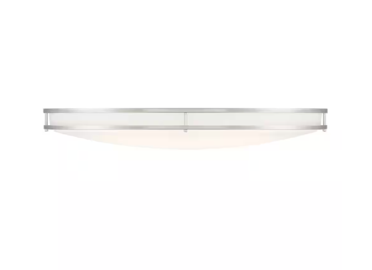 Commercial Electric Commercial Electric 32 in. Modern Brushed Nickel Dimmable Integrated LED Flush Mount Ceiling Light